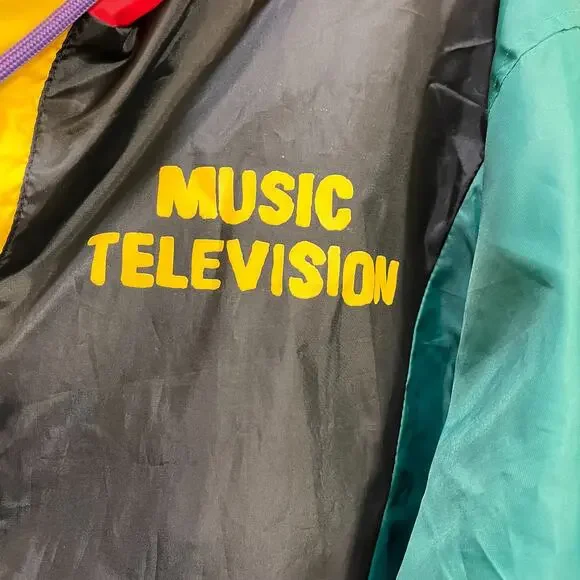 MTV Music Television Windbreaker Hoodie Colorblock WIndbreaker 2020 Jacket - Picture 6 of 12